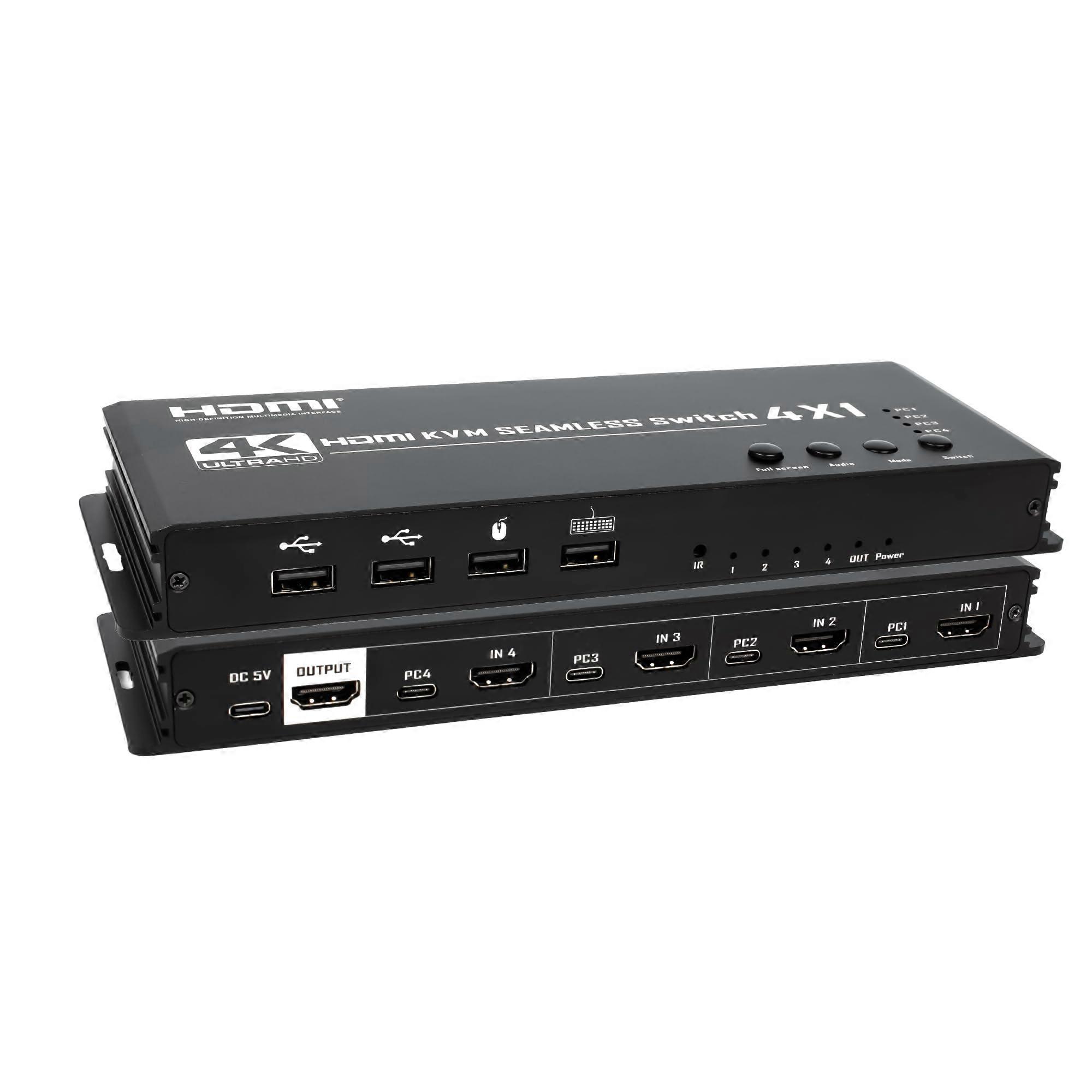 KVM Switch HDMI 4K 4x1 Quad Multi Viewer