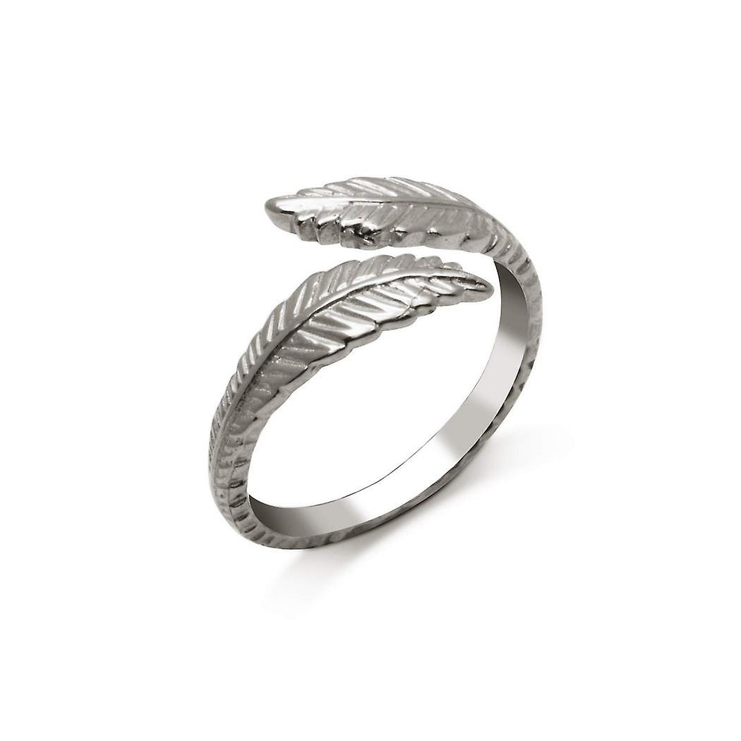 Jewelryweb Solid 10K Gold Textured Feather Bypass toe ring for women gold (8mm x 15mm)-toe ring