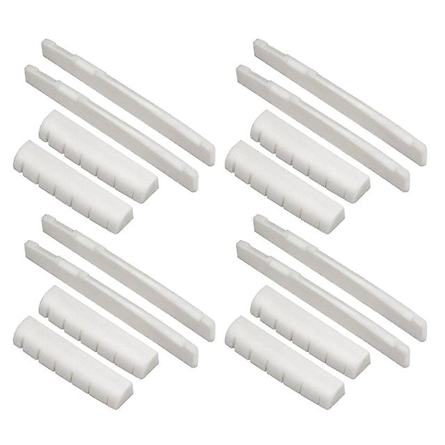 8 Sets Of 16pcs 6 String Acoustic Guitar Bone Bridge Saddle And Nut Made Of Real Bone