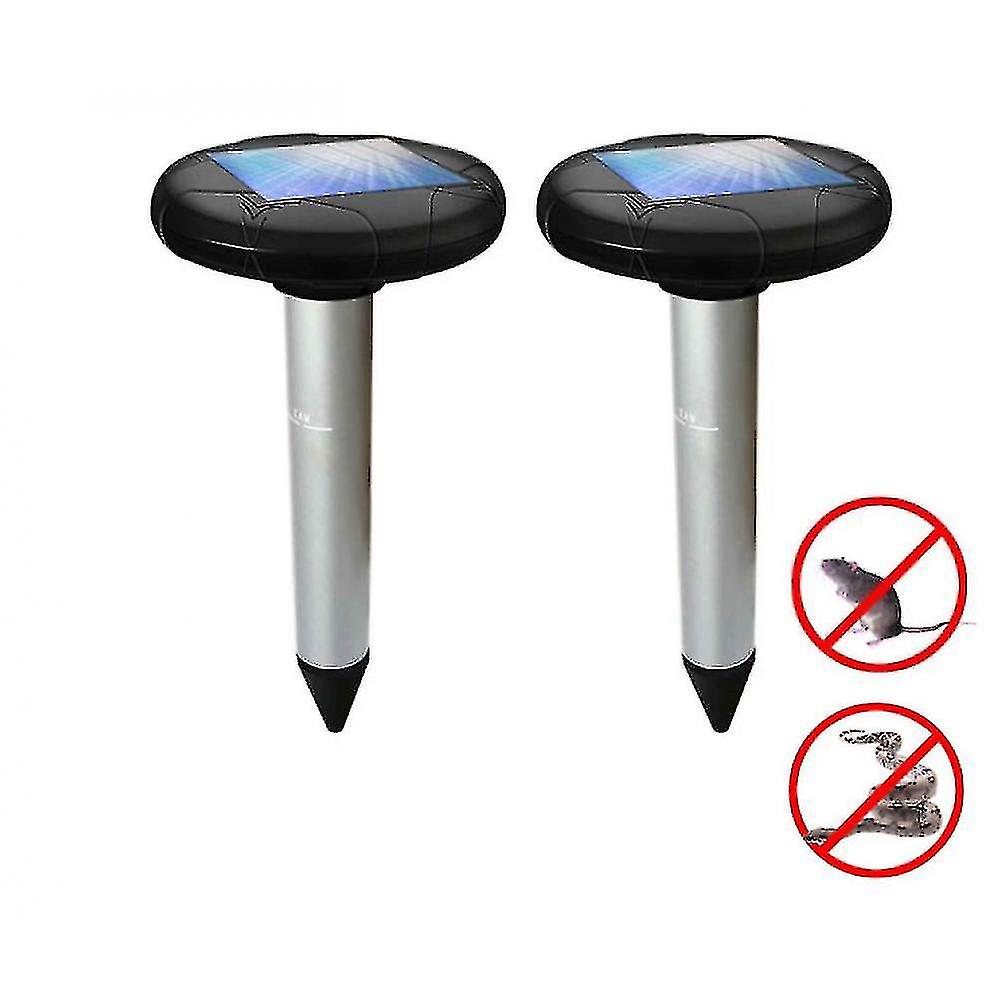 2 Pack Solar Powered Pest Repeller Deterrent For Moles, Gophers, Snake