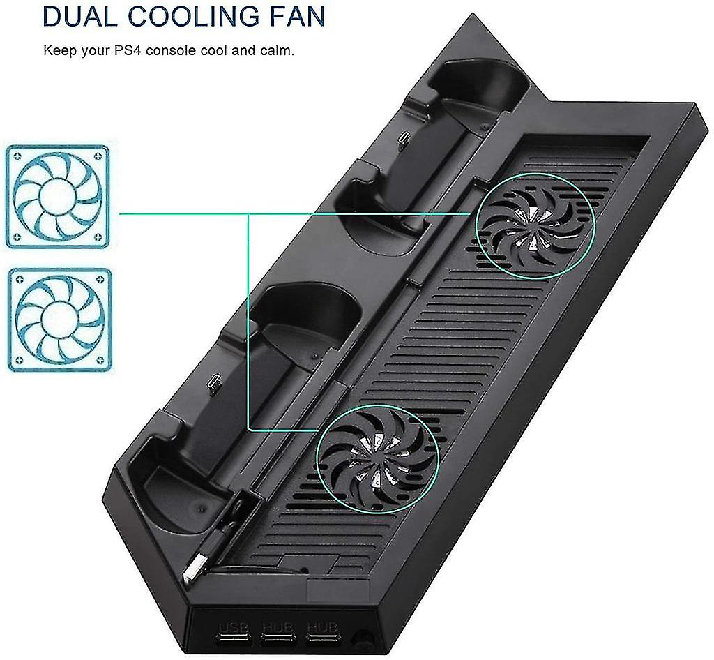 Fan Cooler, Vertical Stand For Ps4, Fan With Usb Hub Chargers