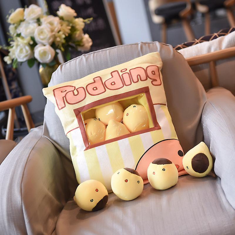 Pudding Bag Food Pillow Cute Cat Chick Dinosaur Plush Pillow Soft Sofa Cushion