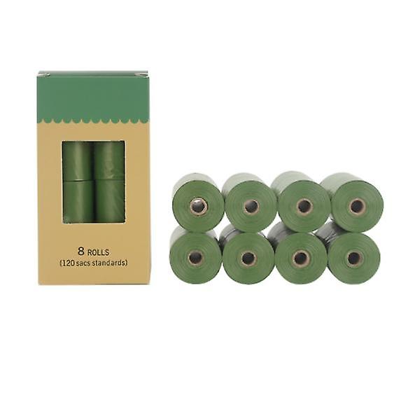 (أخضر 8 لفات) كيس قمامة للحيوانات الأليفة قابل للتحلل