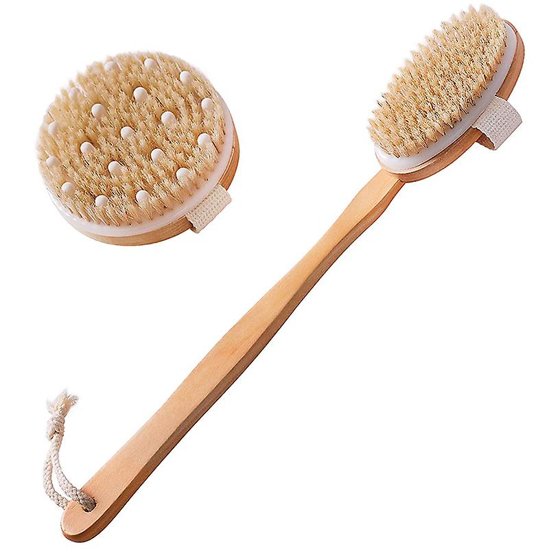 Dry Brushing Body Brush 2, Dry Skin Exfoliating Brush, Handle Back Scrubber for Shower, Dry Brush f