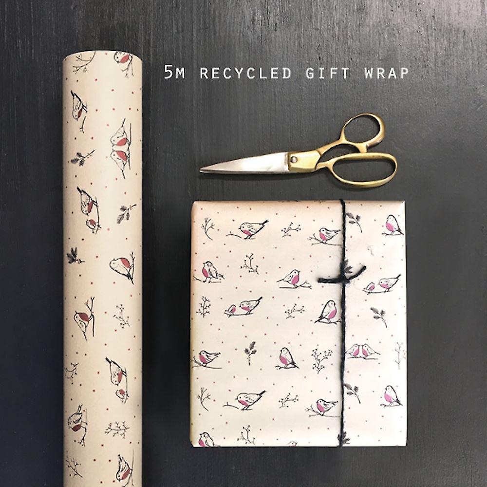 East of India ROBINS Christmas Kraft Wrapping Paper 5m