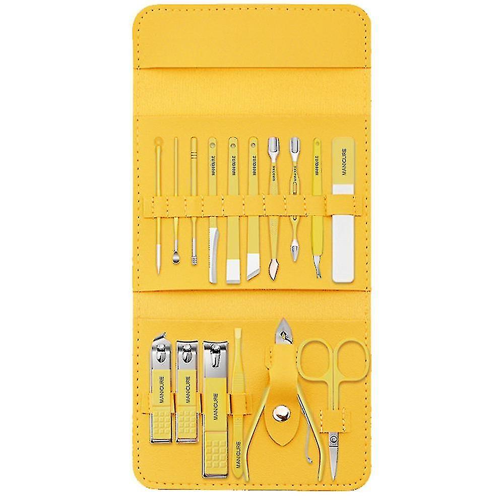 4 Color Manicure Set Professional Nail Clipper Pedicure Grooming Nail Care With Green Leather Travel Case