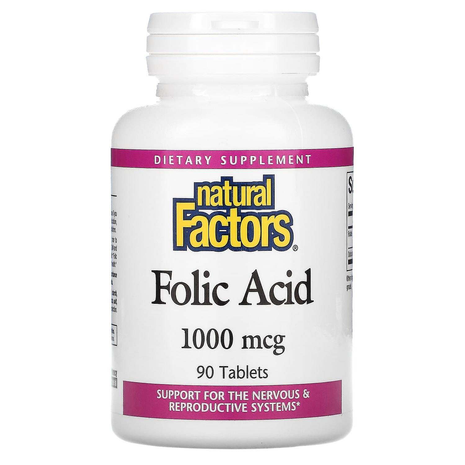 Natural Factors, Folic Acid, 1,000 mcg, 90 Tablets