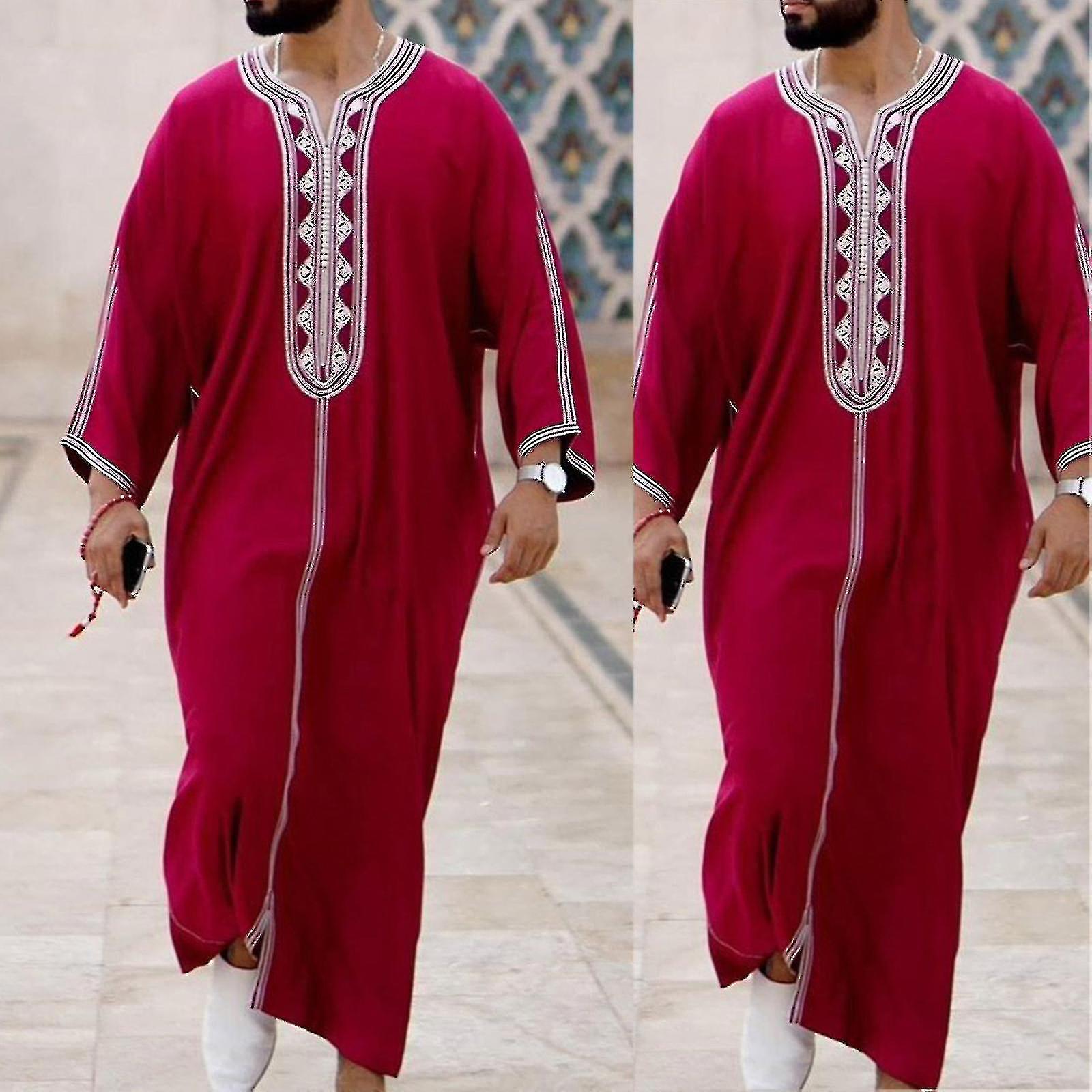 فينتا الرجال الإسلامية آرا قفطان الملابس كم التصحيح الجلباب * chyi