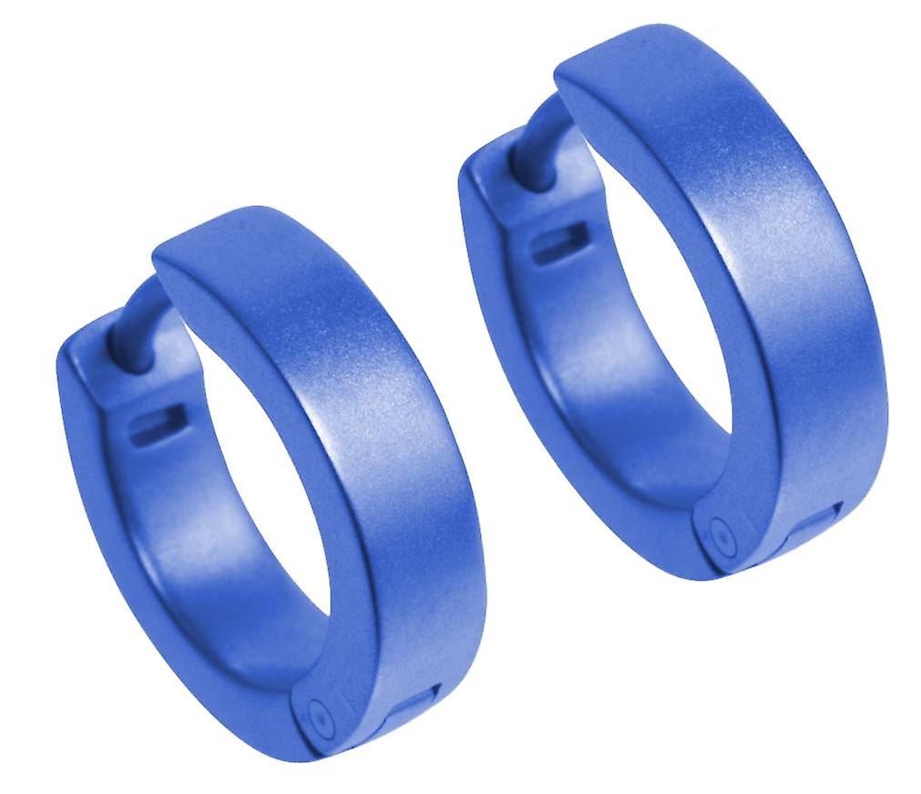 Ti2 Titanium Flat Hoop Cuff Earrings - Navy Blue