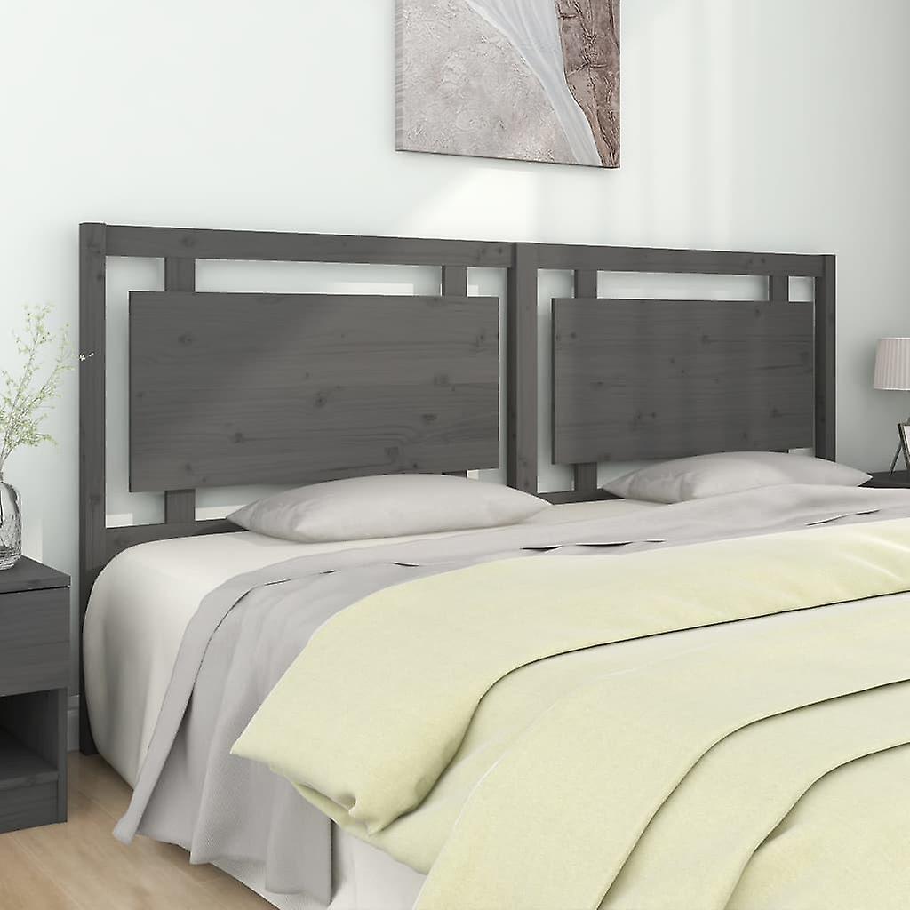 Headboard Grey 205.5x4x100 cm Solid Pine Wood
