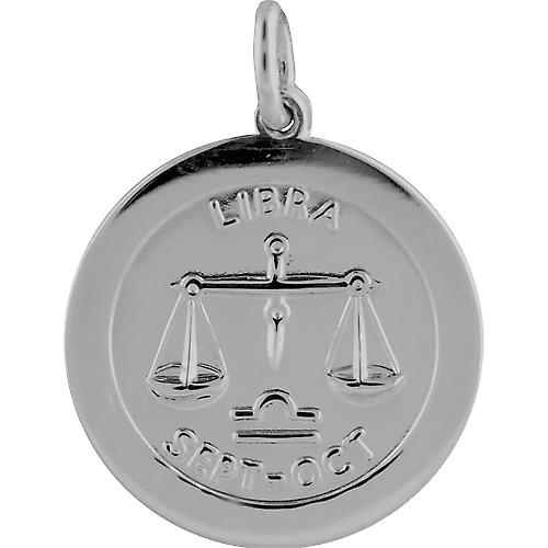 Silver 22mm round Zodiac Disc Pendant Libra