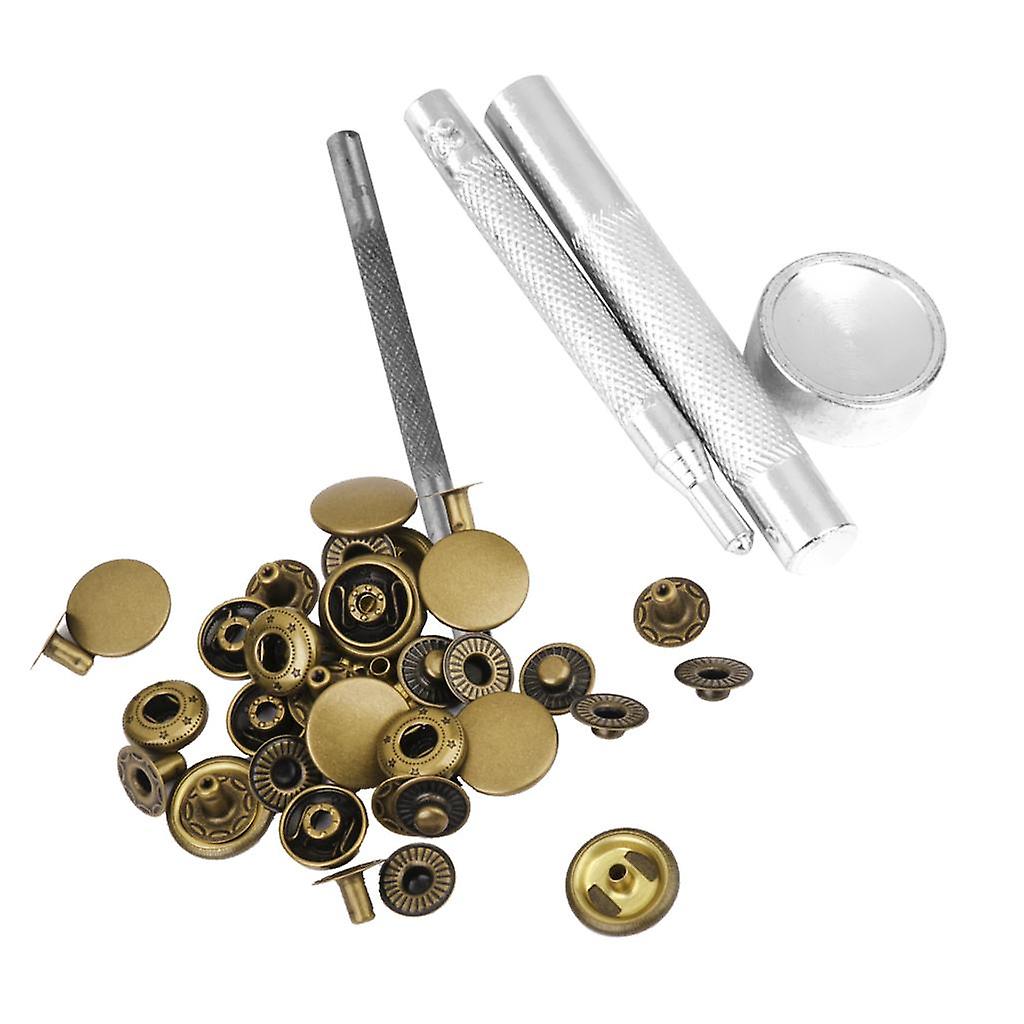 4 Leather Craft Die Punch Tool & 10 Sets Rivets Poppers Snap Fastener Button