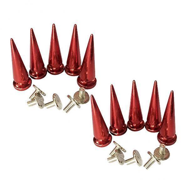 2x10pcs Copper Cone Screwback Stud Leather Craft Spike Rivets Red