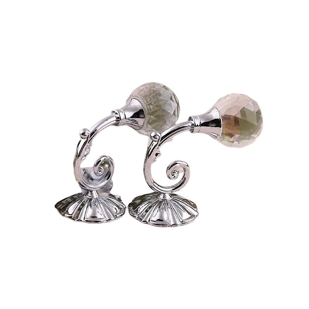 2pcs Curtain Tie Back Holds Iron & Crystal Material Retro Curtain Hooks