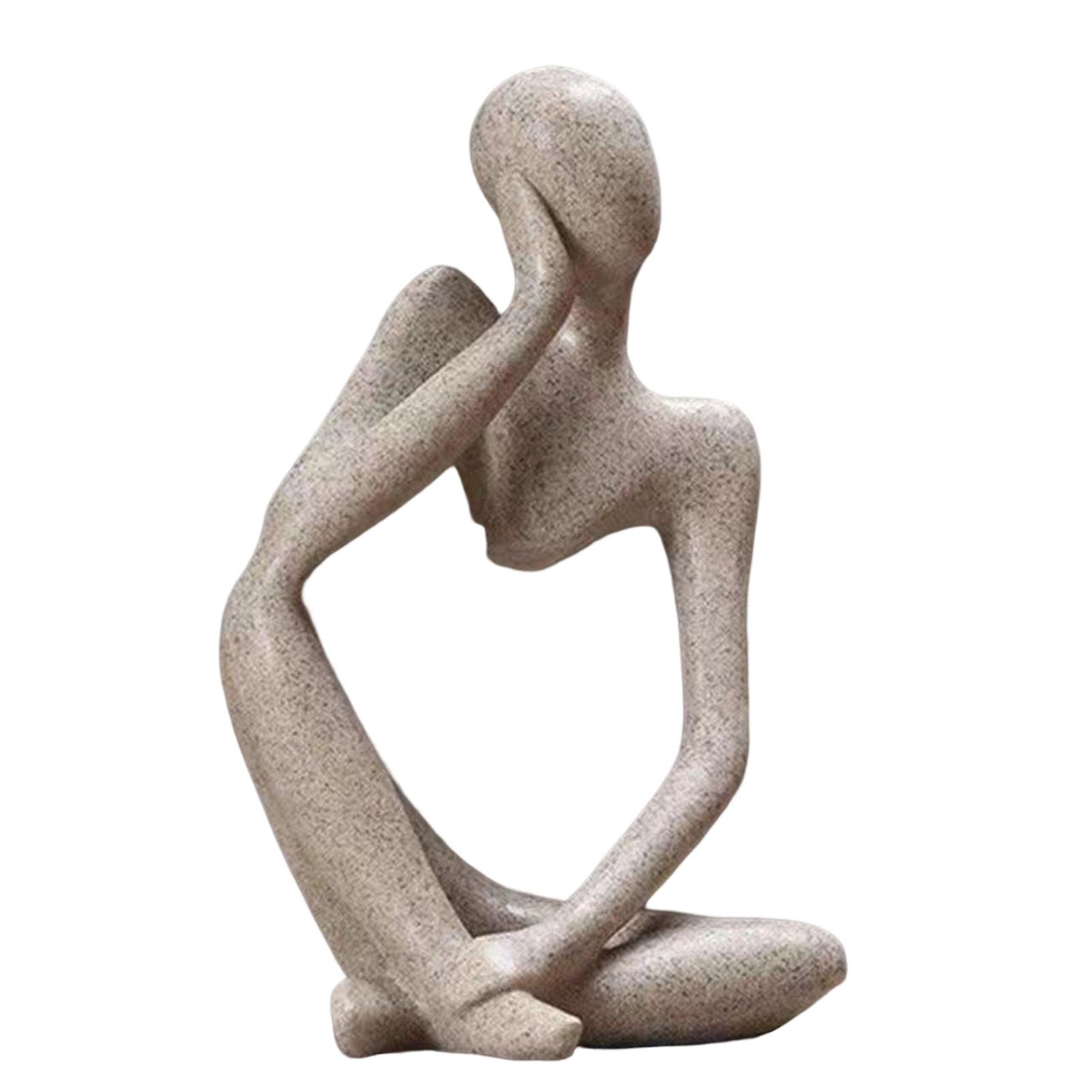 Nordic Abstract Thinker Statue Sandstone Resin Thinker Style Collectible Figurines For Home Office Desktop Crafts Gifts