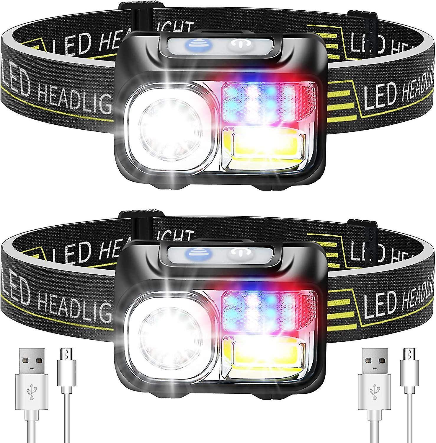 Rechargeable Led Headlamp, Waterproof Powerful Head Torch With 9 Adjustable Lighting Modes Headlamps