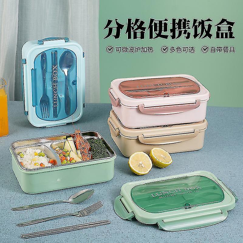 Lunch Box For Adults, 1200ml Kids Bento Box With 3 Compartments, Leakproof Bento Lunch Box With Utensils, Green