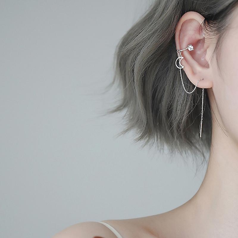 Women earring girl stud ear Drop 1PC Gold Moon Star Clip Simple Butterfly Fake Cartilage Long Tassel
