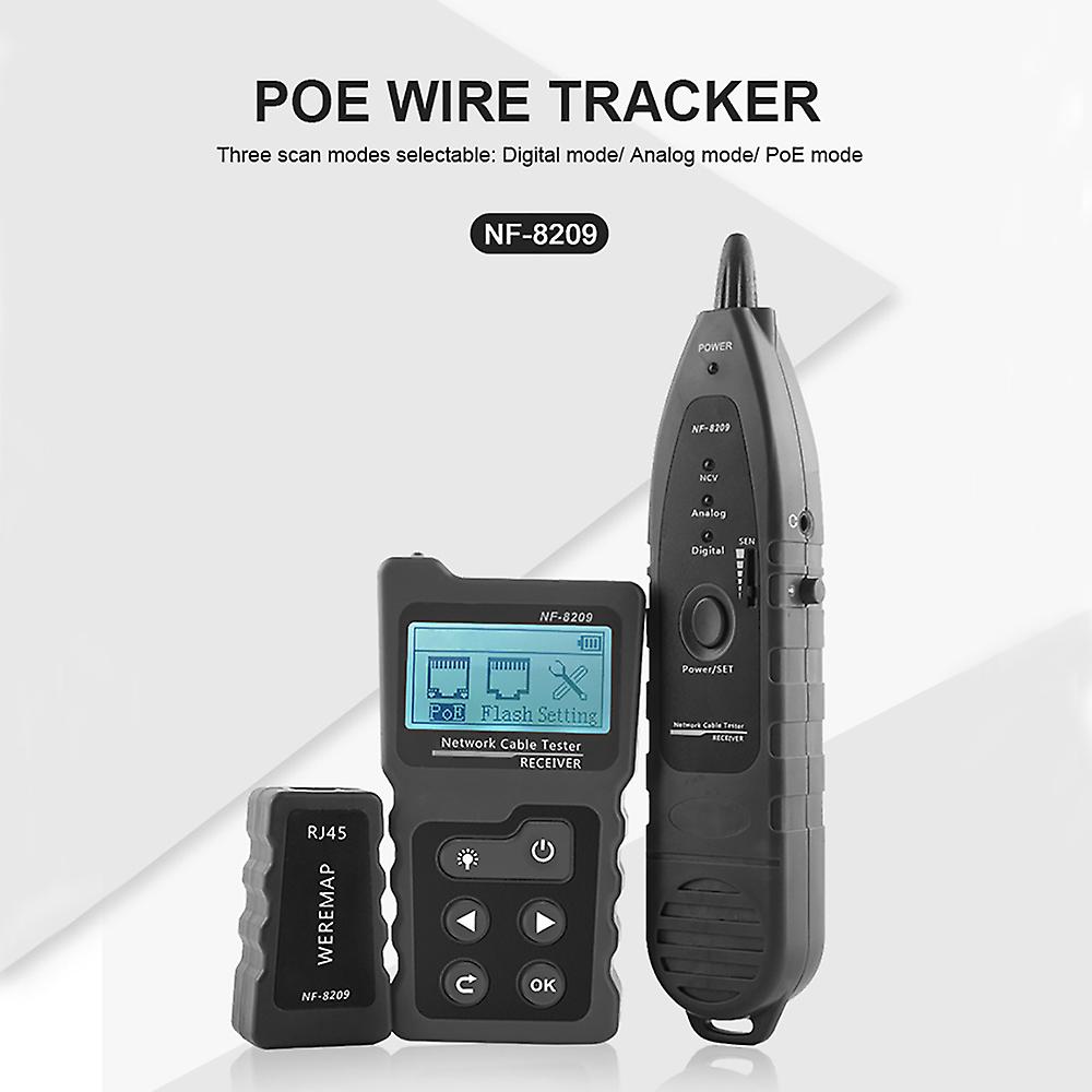 Tester de cablu de rețea LCD Tracker de sârmă Poe Checker Poe în linie Tester de tensiune și curent Poe cu tester de cablu