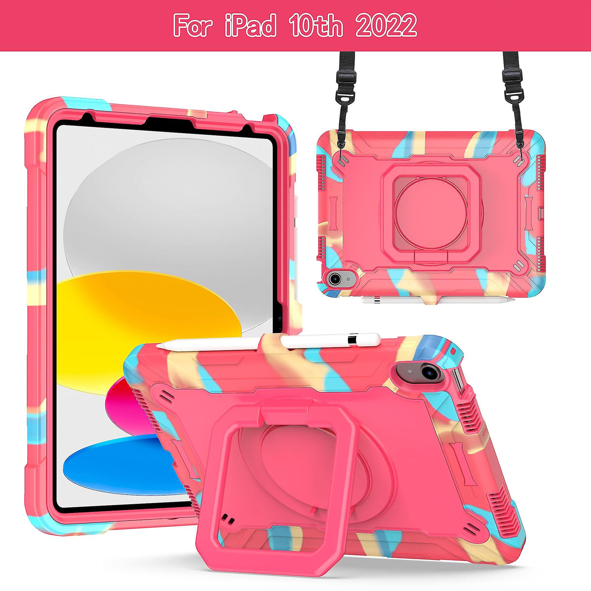 Shockproof Case For Ipad 10.9 Inch 2022 With Shoulder Strap, Rotating Handle, Pen Holder, Button Available