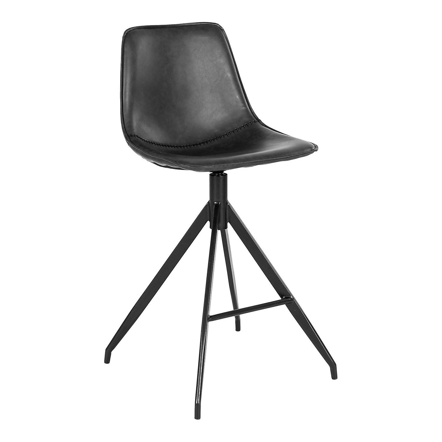 Black synthetic leather counter chair with black feet