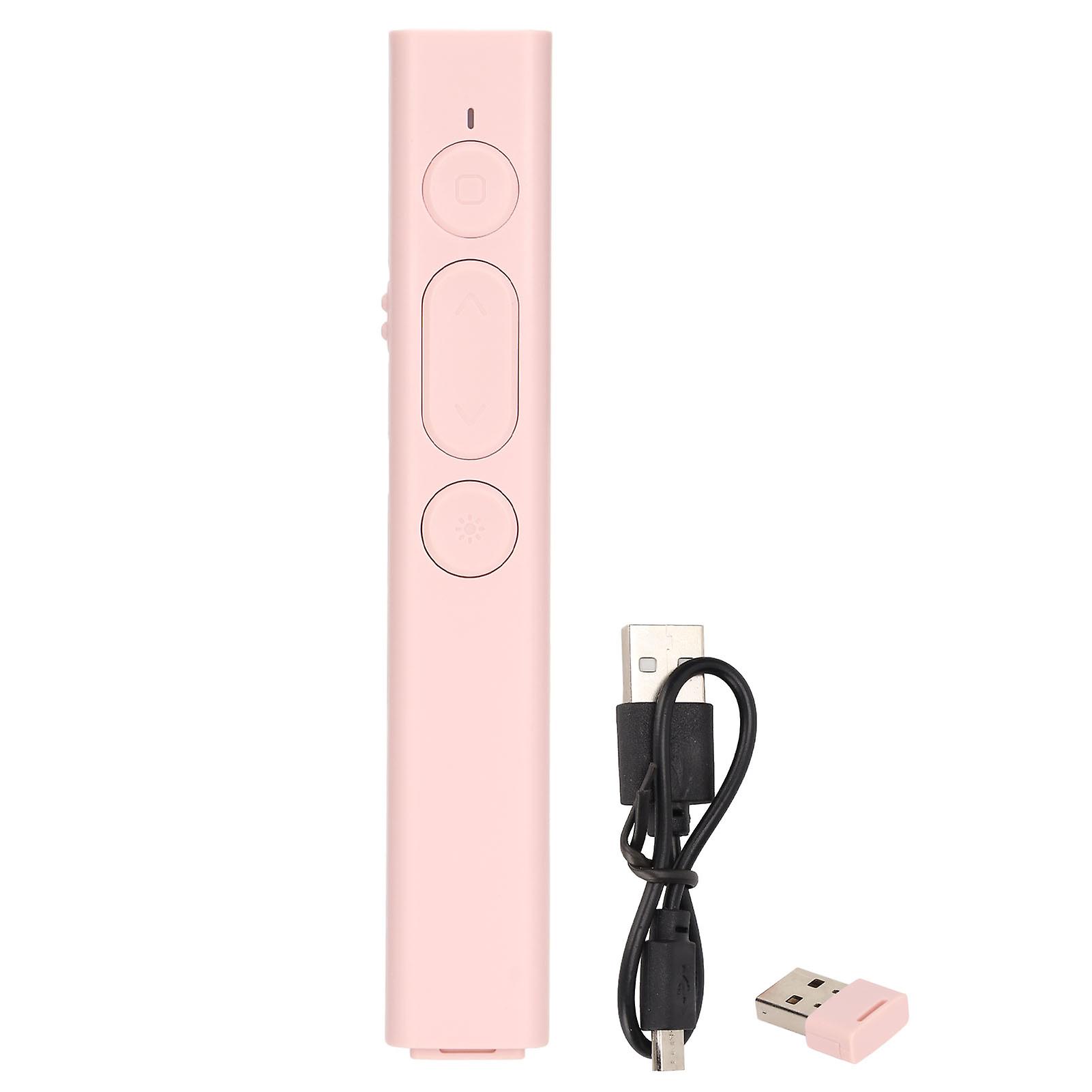 Presentation Clicker USB Rechargeable Ergonomic Design Low Radiation 2.4G Pointer Pink