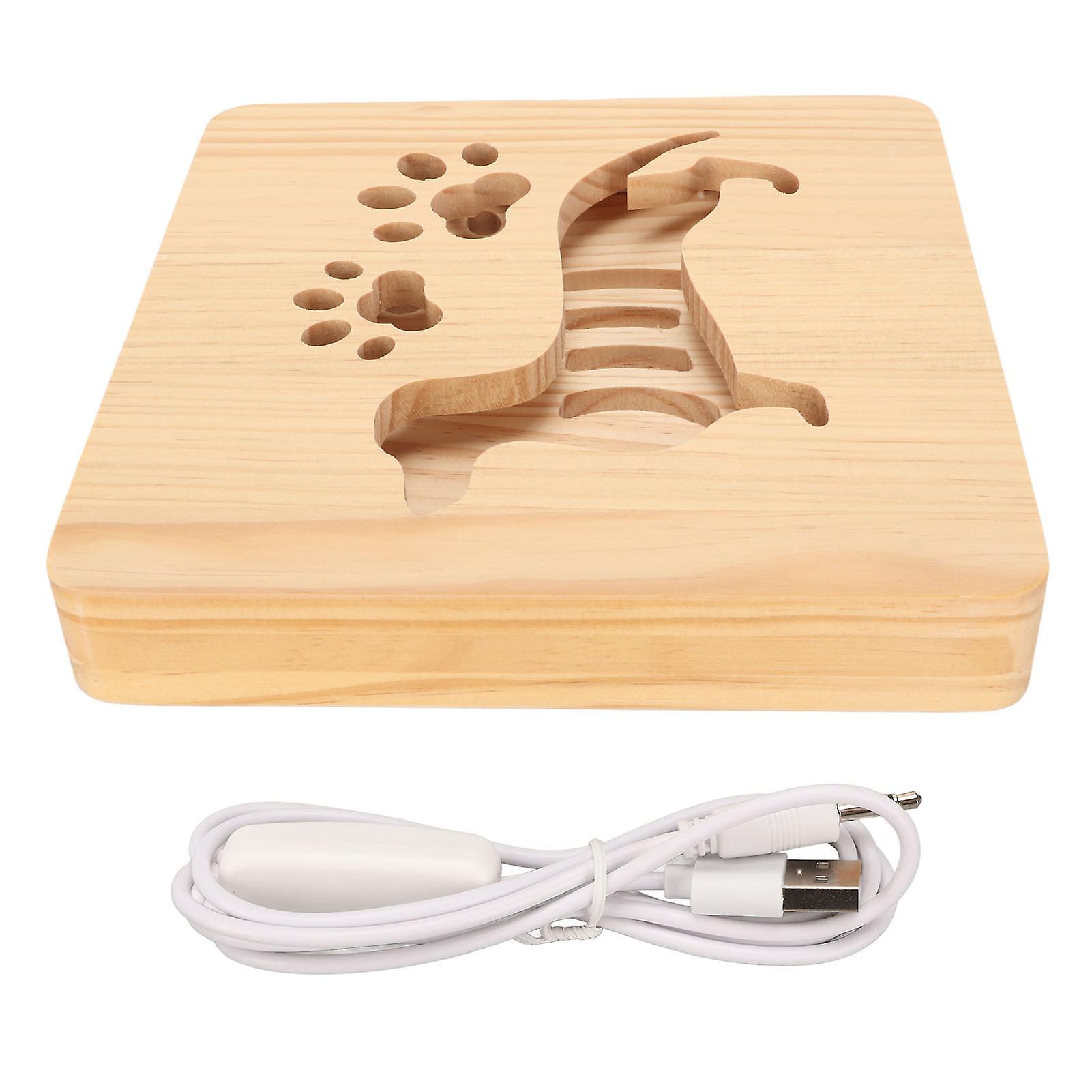 3D Wood Carving Lamp Dog Shape 360 Degrees Irradiation Angle Soft Light LED Night Light for Living Room
