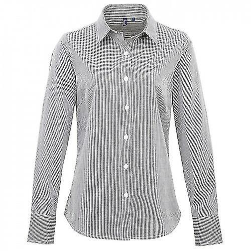 Premier Womens/Ladies Gingham Long-Sleeved Shirt