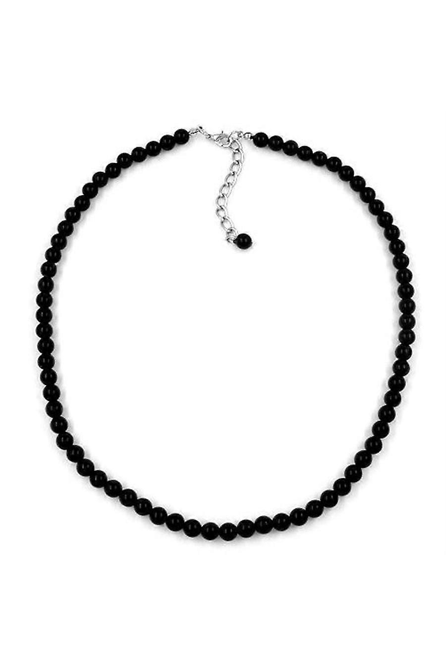 Necklace Beads 6mm Black Shiny 40cm - Gl05735