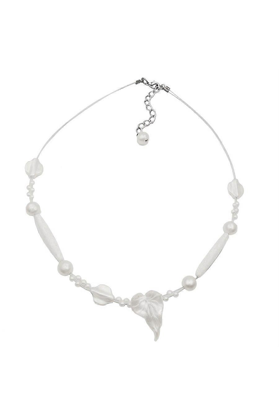Necklace Leaf Bead And Silky Pearly White Beads - Gl02044