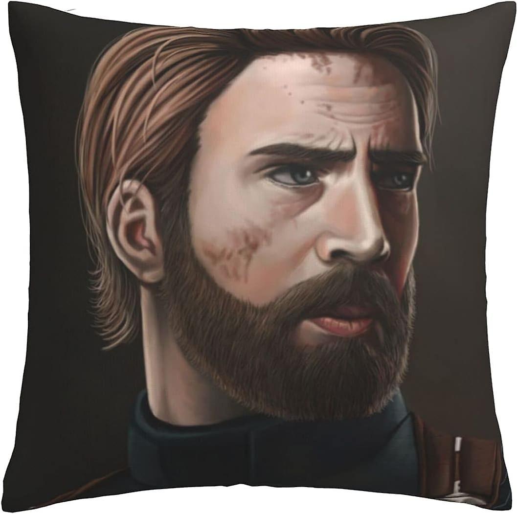 부드럽고 편안한 캡틴 아메리카 쿠션 커버 45 x 45cm 정사각형 쿠션 커버 (소파, 침실, 자동차, 야외 장식용) 18 x 18인치 양면 디자인
