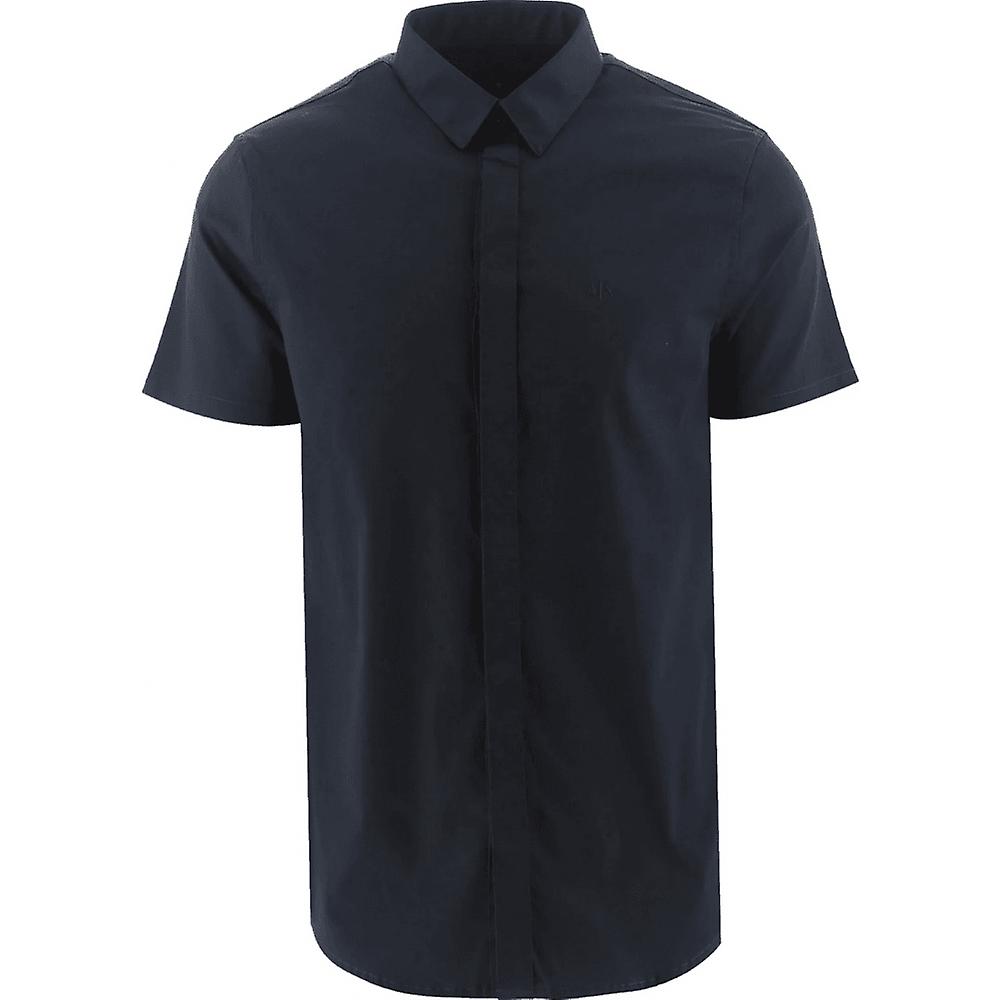 Men's ARMANI EXCHANGE Woven Navy Button Up Short Sleeve Shirt