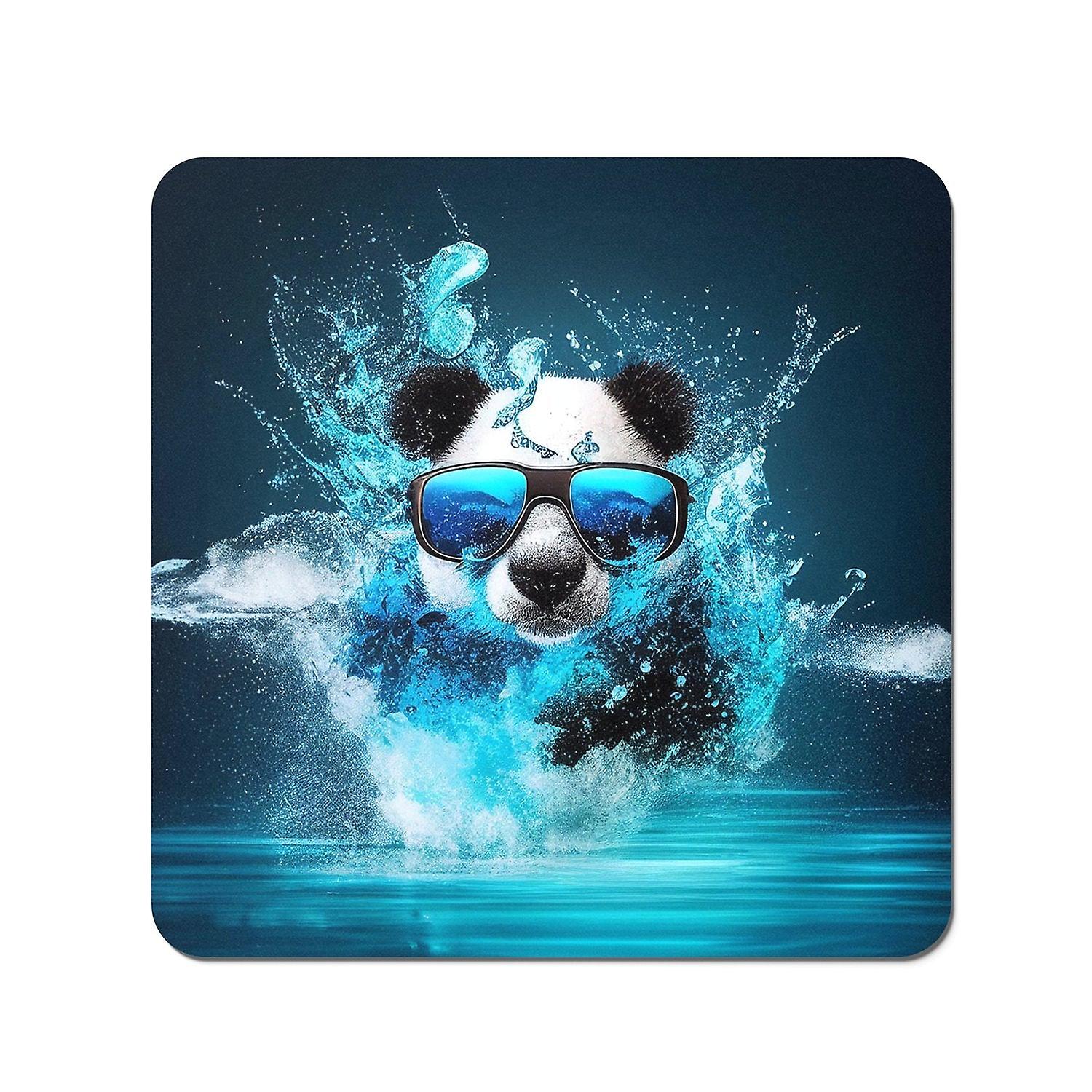 Panda With Glasses Splashart Water  Coasters