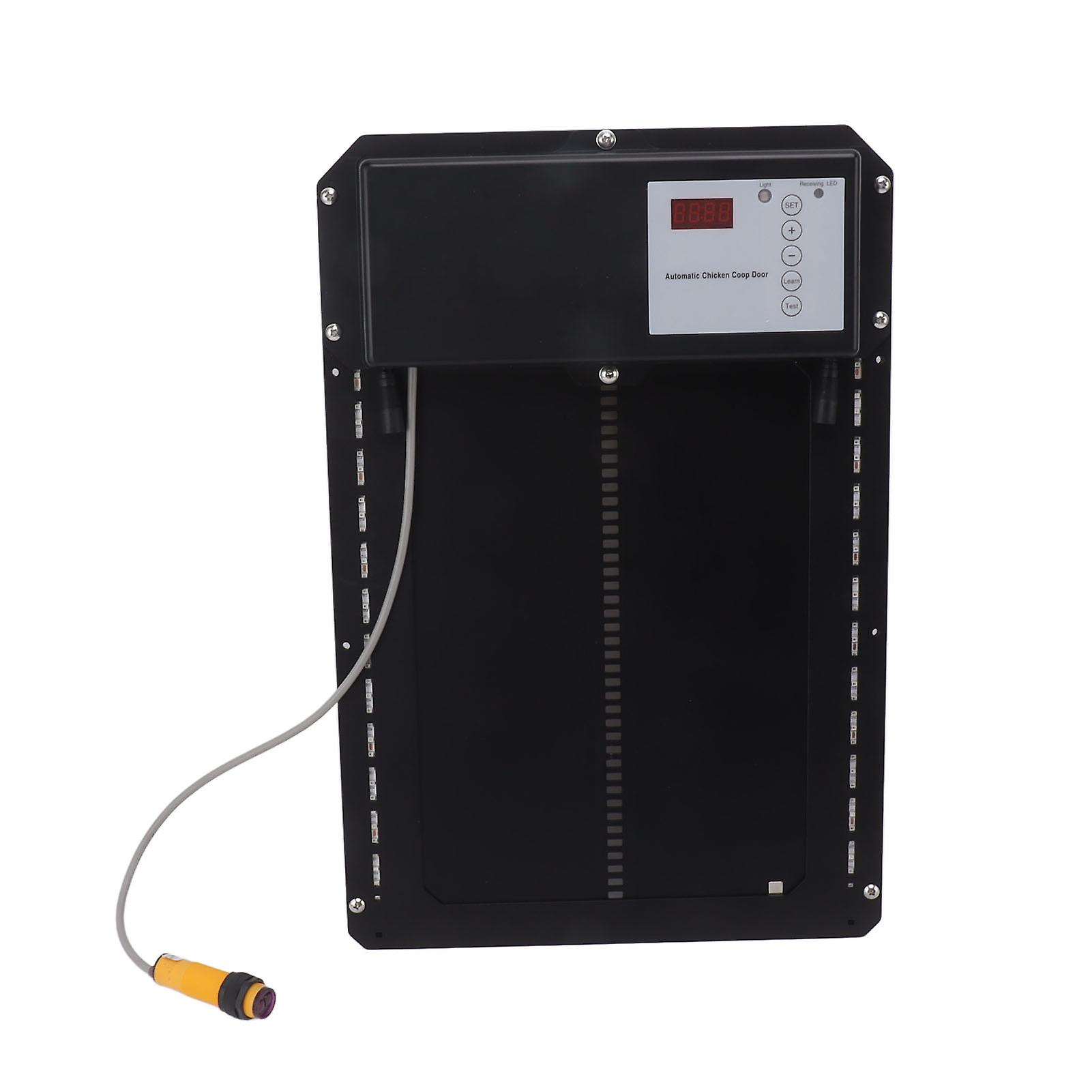 IP44 Automatic Chicken Coop Door With Light Infrared Anti Clamp Timer Light Sensor Remote Control Chicken Door Opener 100‑240V US Plug