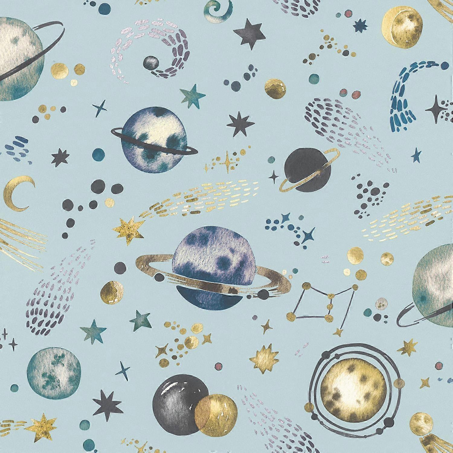 Rasch Planets and Space Blue Wallpaper