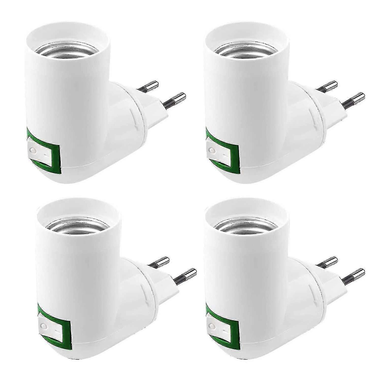 4 Pieces E27 With Switch Construction Socket Ac 220v Electrical Socket For Kitchen Wall Lamp Adapter Led Light Bulb Holder (white)