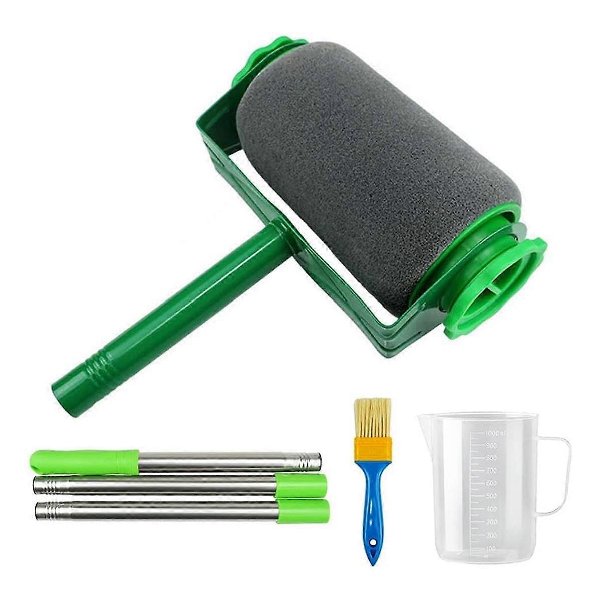 Professional 6-Piece Paint Roller Set for Walls and Ceilings - Extendable Brush, Tray, Rollers, Stirrer - Non-Drip