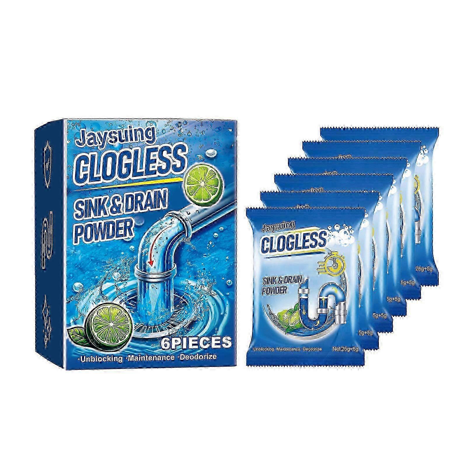 Jaysuing Pipe Unclogging Rengjøringspulver Rengjør oppløst kloakk avløpsrør Oljeblokkerende mudringspulver - 6PIECES -3137208725217