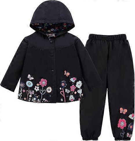 Casaco de Chuva Impermeável para Meninas Bebê Impermeável com Capuz Jaqueta & Calças Outwear