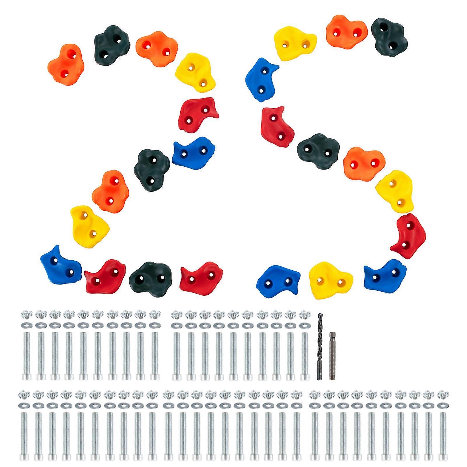 25 Rock Climbing Holds, Rock Wall Holds with Mounting Hardware, Climbing Wall Grips for Playground Play Set