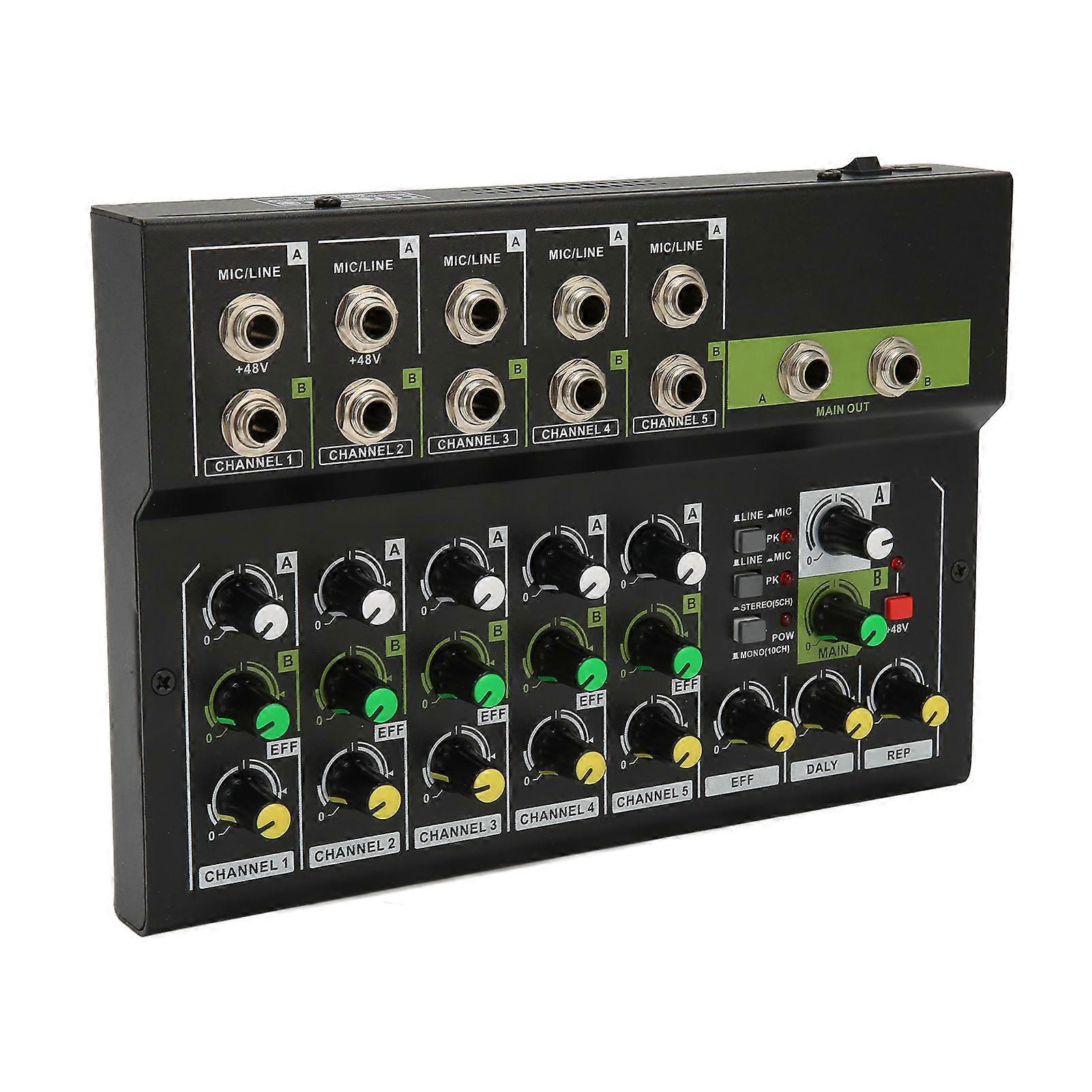Compact Mixer 10 Channels Low Noise Stereo Compact Mixer Board for Stage Recording Live Streaming 100240V US Plug