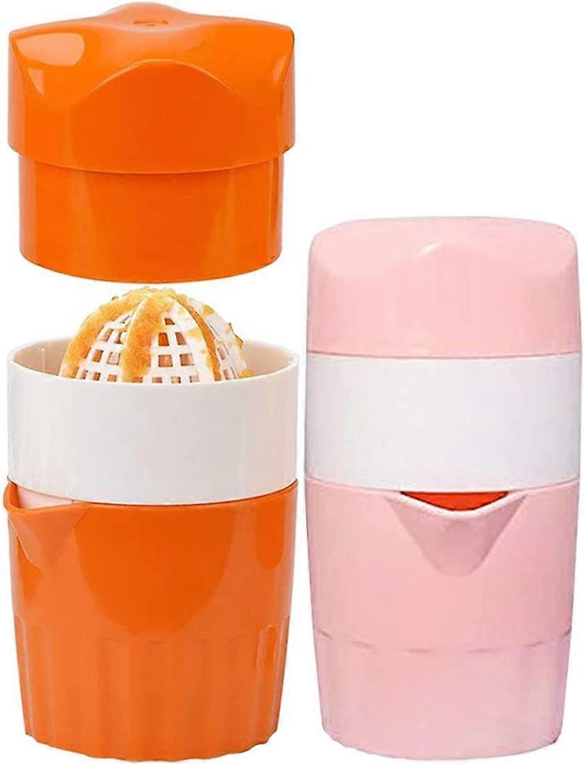 300ML Portable Multifunctional Manual Juicer Cup Kitchen Tools (Orange+Pink)
