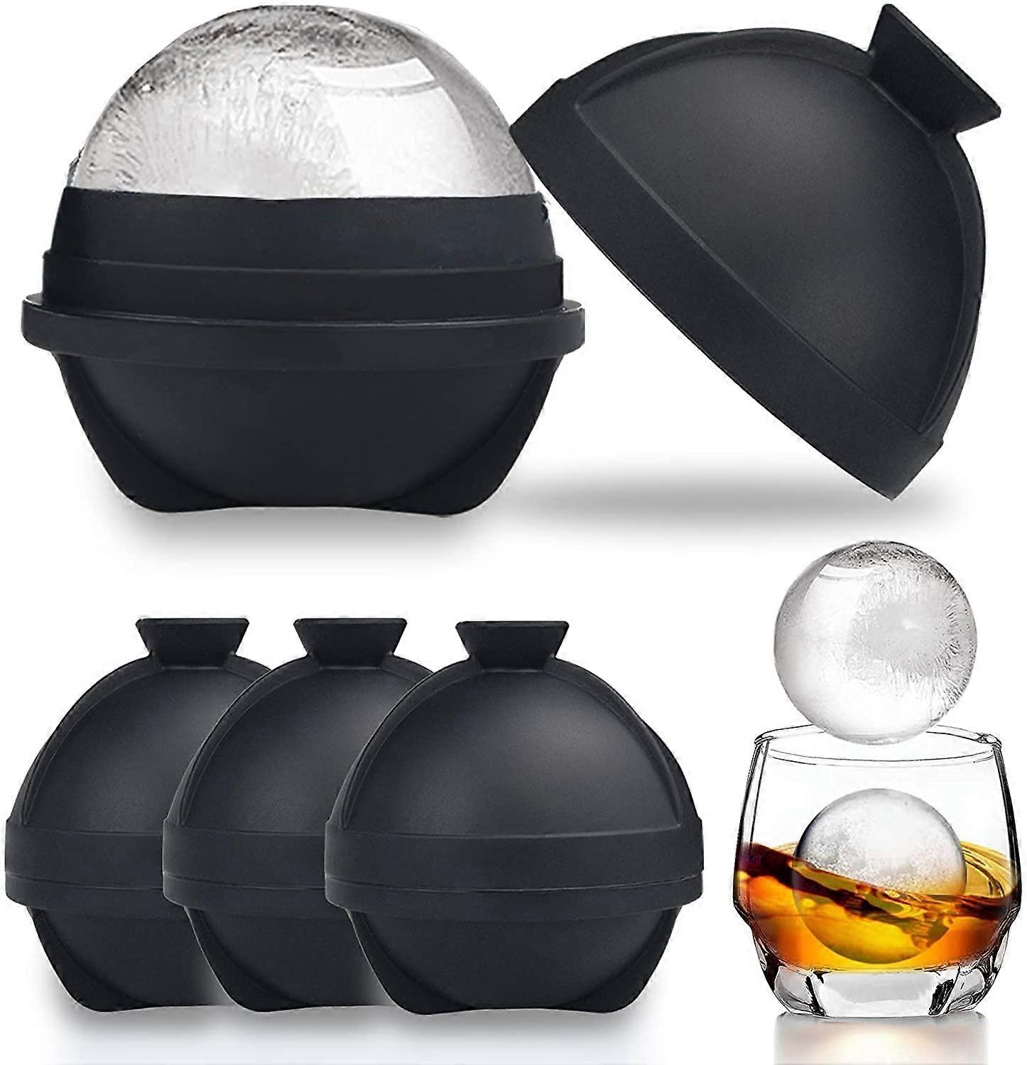 Round Ice Cube Moulds Sphere Ice Ball Maker Tray - Reusable Silicone Ice Ball