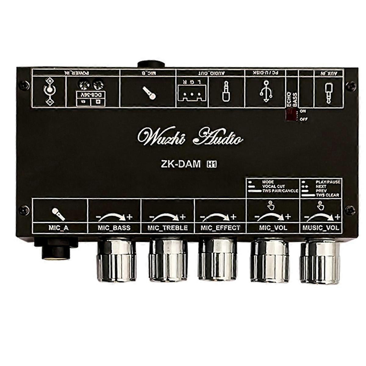 DAM H1 Karaoke Reverb Board Front Effect Microphone Singing with Bluetooth USB Decode Board(A)