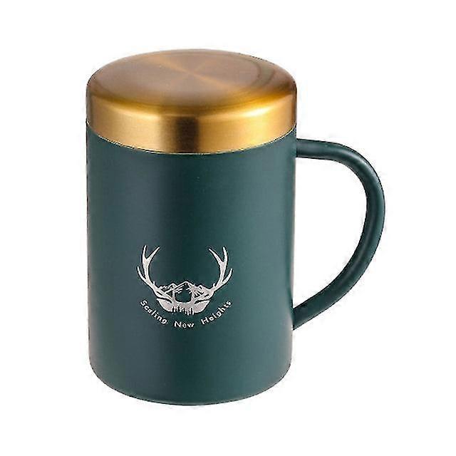 Nordic style 400ml coffee cup with lid 304 stainless steel office mug with handle home student double-layer insulated water cup