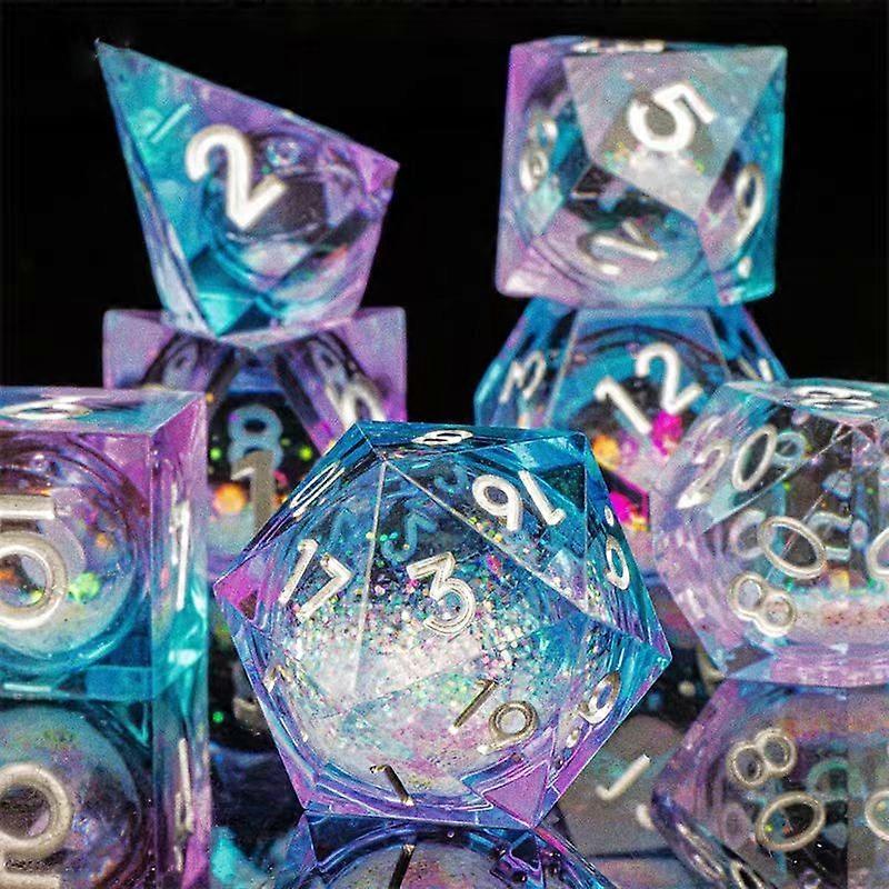 Liquid Core Resin Nopat, Sharp Edge Polyhedral Nopat, Dnd Nopat 7kpl Set Dungeons And Dragons -peleille Noppaa, Hartsinoppasetti