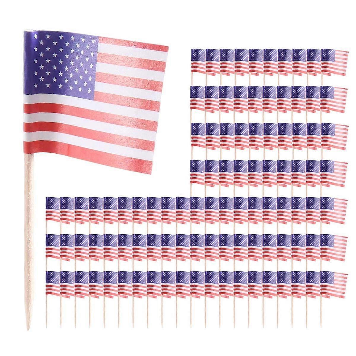 100 American Flag Toothpicks Cupcake Decoration Sandwich