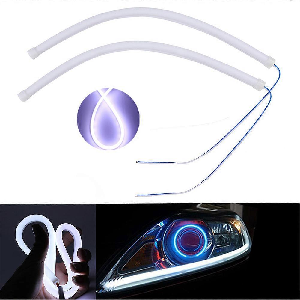 2 pcs DRL LED Strip Turn Signal Light Yellow Bright Flexible Turn signal Light Daytime Running Light for Car Headlight 12V