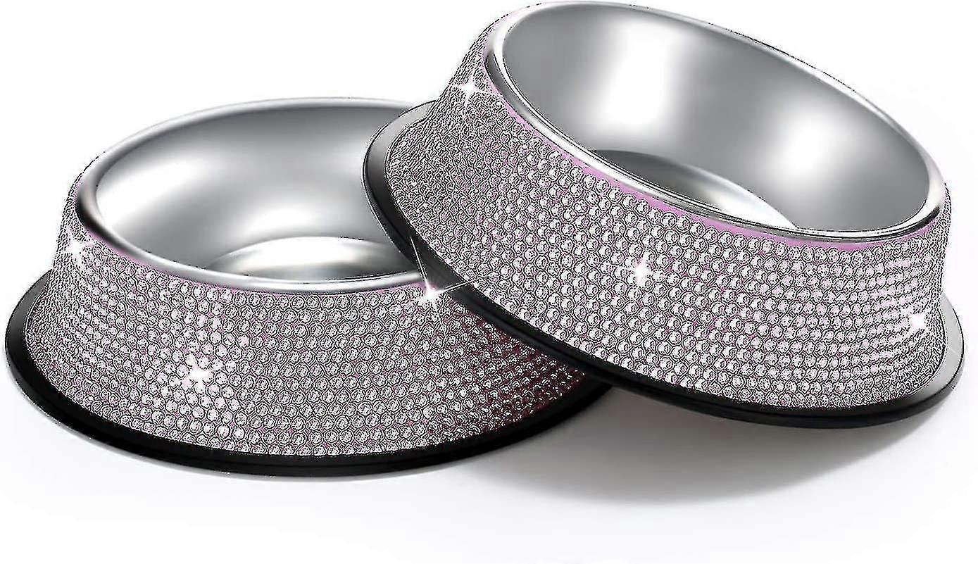 מבריק קרן נירוסטה נירוסטה קערה כלב חתול כלב מזין כלבים $נירוסטה יהלום יהלום חיית מחמד קערה, קערה אחת יהלום $עבודת יד קרן נירוסטה