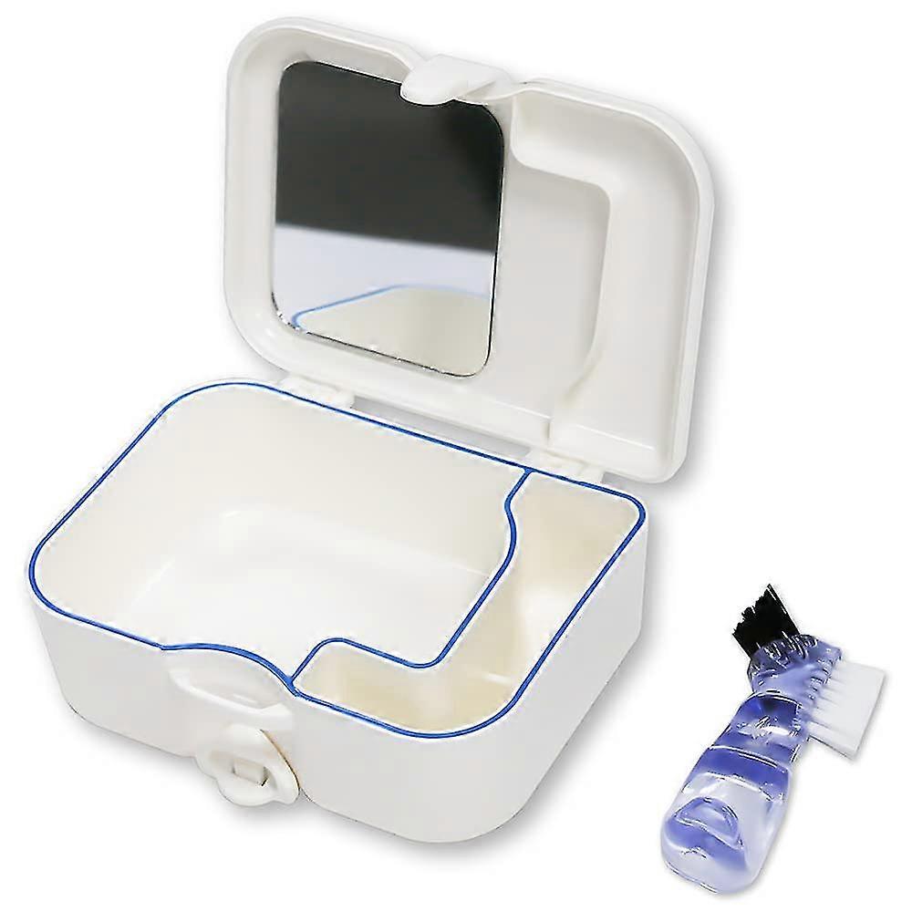 Denture Bath Case Box With With Clean Brush